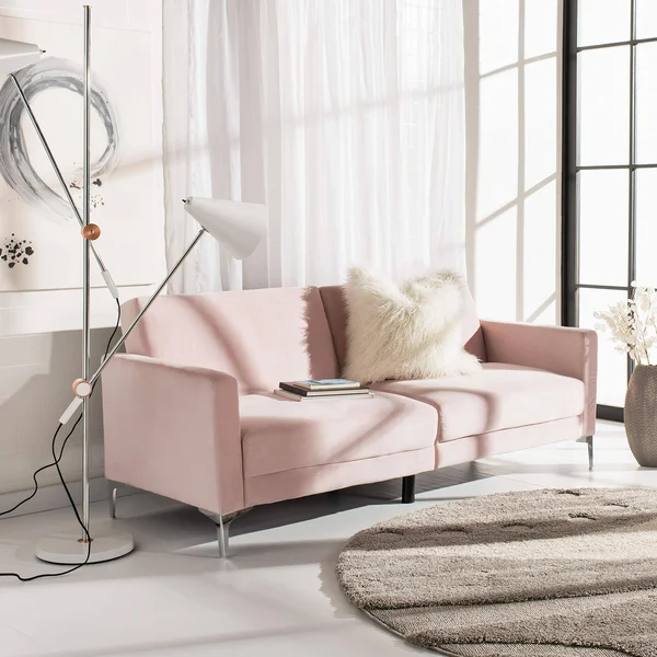 Safavieh Chelsea Foldable Futon Bed - Blush - Chrome