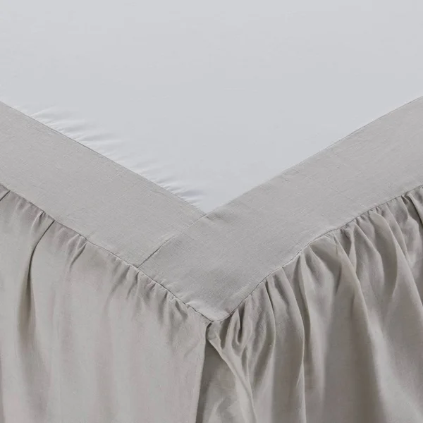 Linen Bed Skirt-Washed Dust Ruffle - Queen - Silver Grey