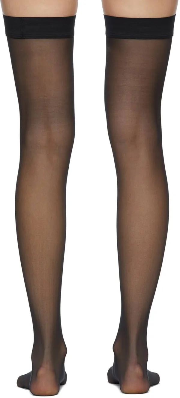 Wolford Individual 10 Stay-Up Sheer Thigh Highs Small, Black