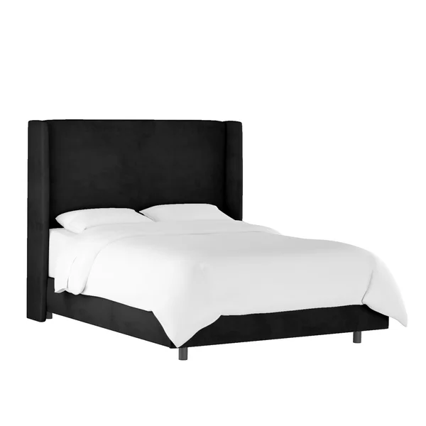 Full Antwerp Wingback Bed Black Velvet - Project 62