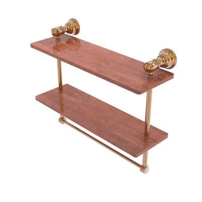 Freyja 2 Piece Solid Wood Tiered Shelf with Towel Bar Charlton Home Finish: Brushed Bronze, Size: 5.54x22 H x 16x22 W x 9.5x22 D