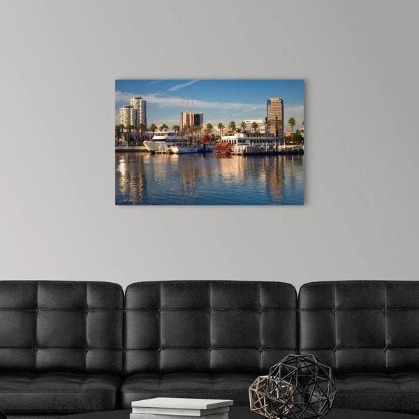 California, Long Beach, Shoreline Village, Marina and City View, Large Solid-Faced Canvas Wall Art Print, Great Big Canvas