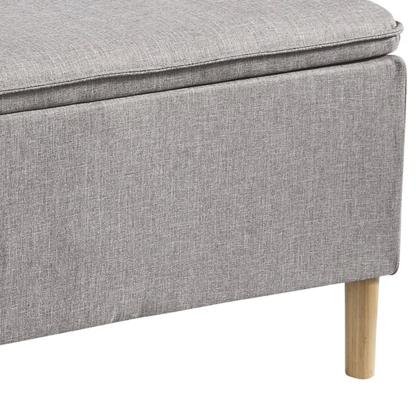 Benjara Bm207198 Fabric Upholstered Wooden Accent Bench with Hidden Storage, Gray and Brown