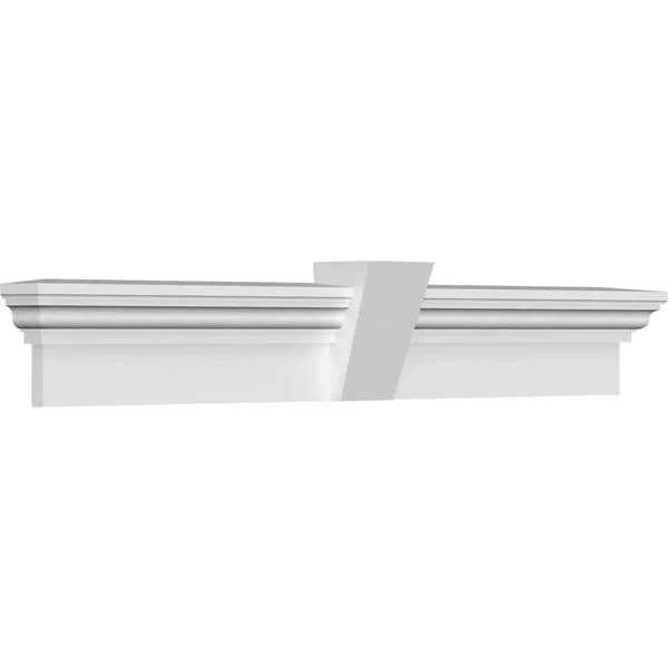 Ekena Millwork CRH09X115KF 115x22 Bottom Width x 121 1/4x22 Top Width x 9x22H x 1x22P Traditional Crosshead w/ Flat Keystone