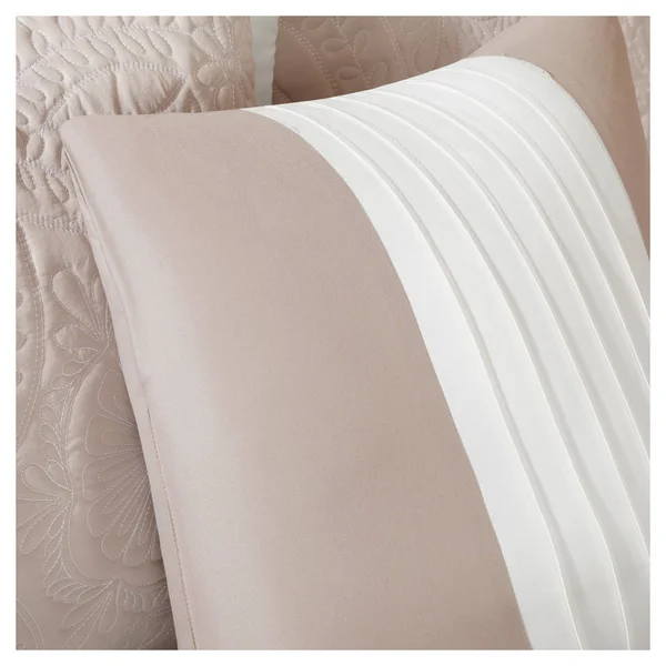 Madison Park Ashbury 5 Piece Reversible Bedspread Set, Khaki, Queen