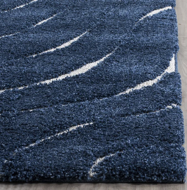 Safavieh Florida Shag Dark Blue/Cream 6 ft. 7 in. x 6 ft. 7 in. Square Area Rug