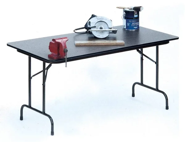 High Pressure Folding Table in Black Granite (24 in. x 72 in./Med Oak)