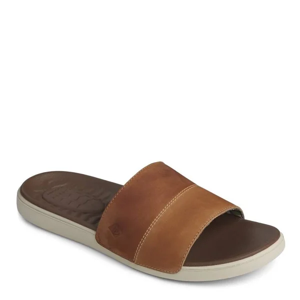 Sperry Plushwave Dock Leather Slide Men's Shoes Tan : 7 M (D)