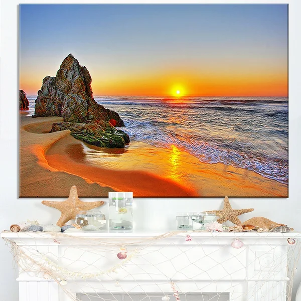 Beautiful Sunrise by Beach in Tathra - Contemporary Seascape Art Canvas - 40 in. Wide x 20 in. High