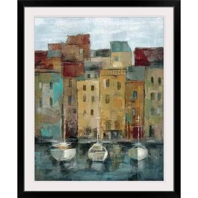 &Old Town Port II& by Silvia Vassileva Painting Print Great Big Canvas Size: 44x22 H x 37x22 W x 1x22 D - Format: Black Framed