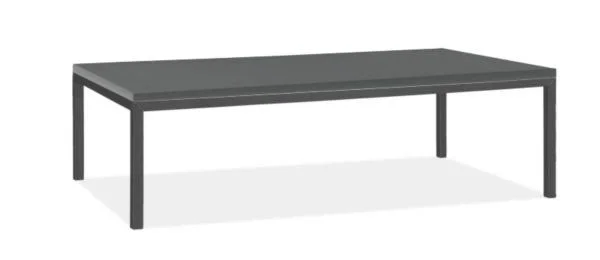 Room & Board, Modern Parsons Outdoor Coffee Table w/ 1x22 Leg 24d 48W 16h in Grey, Grey Recycled HDPE Top w/ Graphite Base