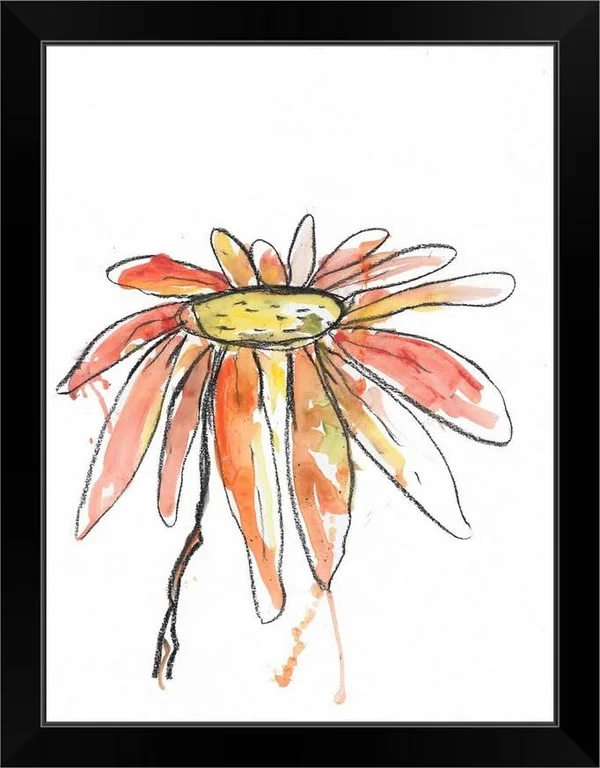 Red Modern Botanical - Black Framed Wall Art, 18x24, Great Big Canvas