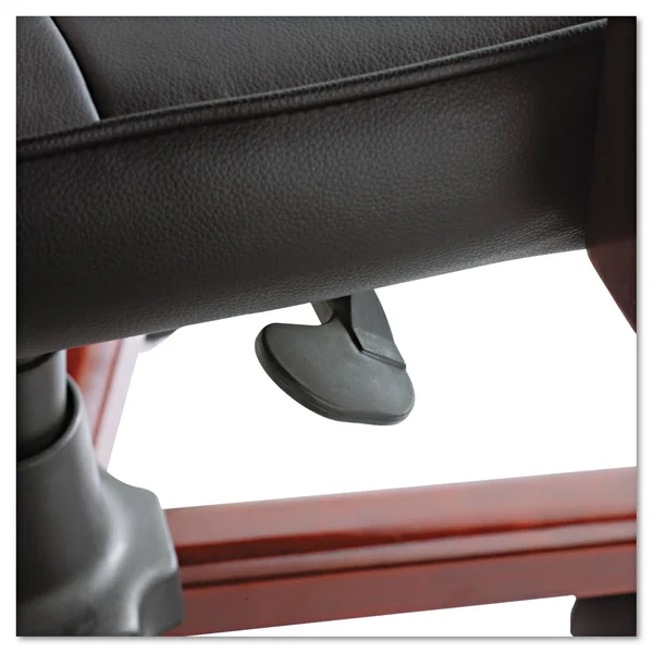 Alera Madaris Series Midback Knee Tilt Leather Chair Trim, Black/mahogany, 37.38" x 21.60" x 20.25"