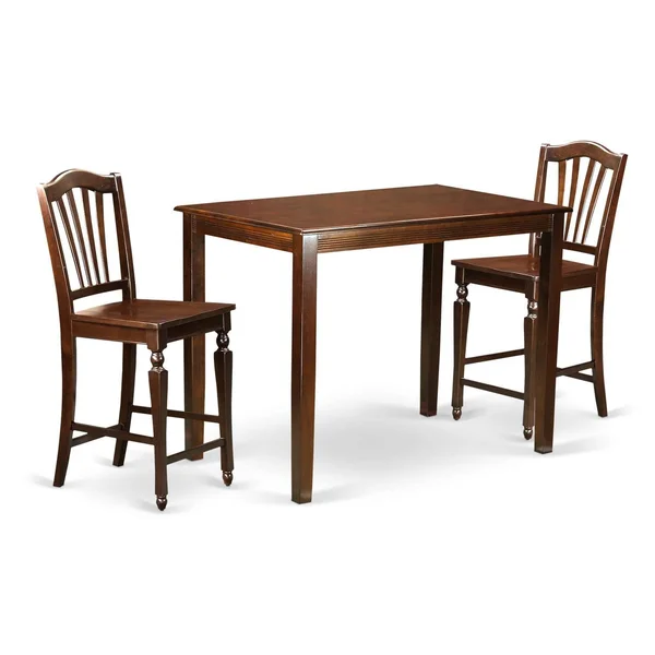 East West Furniture 3 PC Counter Height Dining Room Set - Counter Height Table and 2 Bar stools.