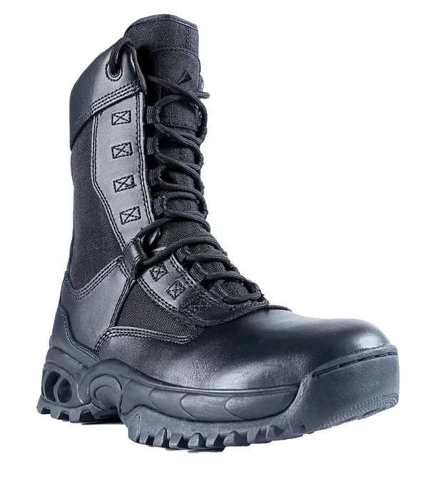 Ridge Footwear 8010st Men's Air-Tac Ghost Zipper Steel Toe Tactical Boots, Size: 7.5, Black