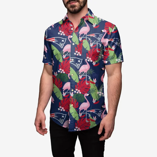 New England Patriots NFL Mens Floral Button Up Shirt