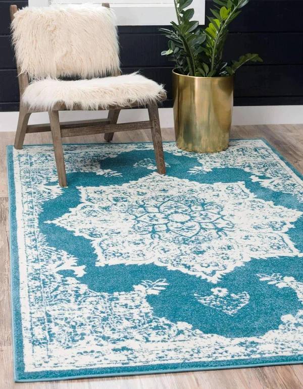 Unique Loom Canal Rosso Rug, Blue (4& 0 x 6& 0)
