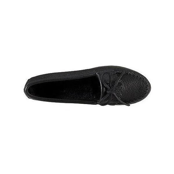 Minnetonka Women's Butter Kiltie Moccasin - 11 Black Slip on E2
