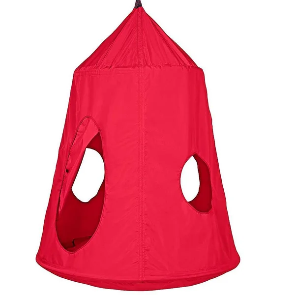 HearthSong HugglePod Hangout Hanging Tent and Family Hangout Steel Stand Set - Red