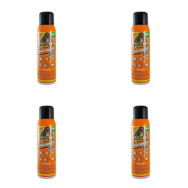Gorilla Heavy Duty Spray Adhesive, Multipurpose and Repositionable, 14 Ounce, Clear, 4 Pack