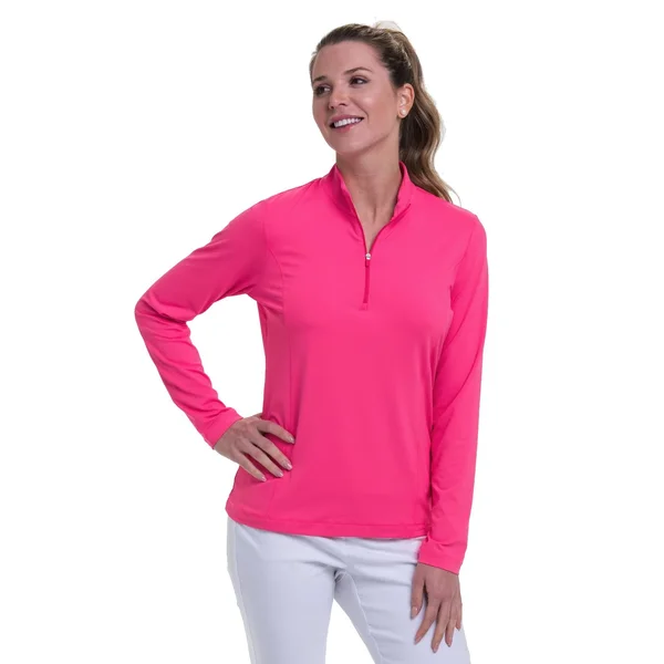 EP Pro Women's Long Sleeve Zip Mock Polo Size XS - Fruit Punch