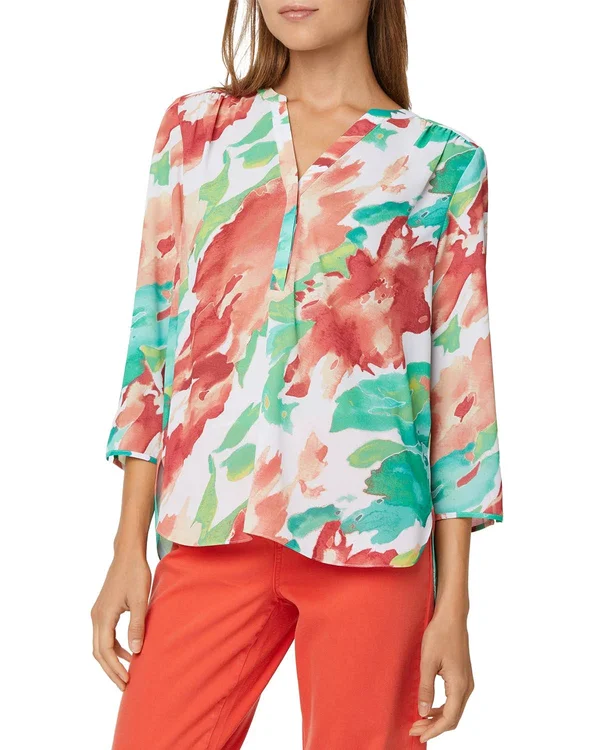 Nydj Women's The Perfect Blouse in Summertide - Plus, Size: Medium