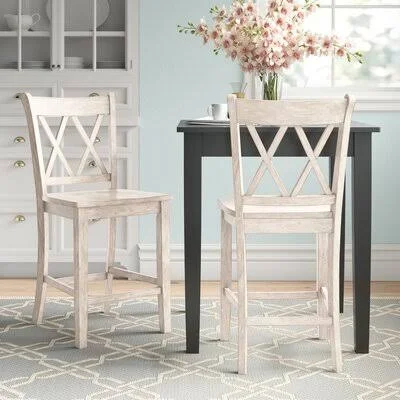 Stroupe Solid Wood Counter & Bar Stool Three Posts Size: Counter Stool, Color: Antique White