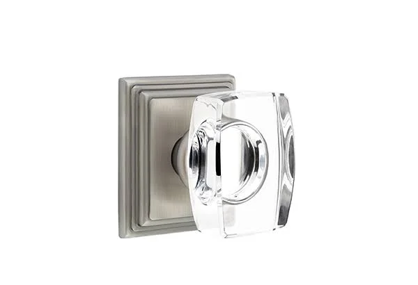 Emtek Windsor Crystal Knob w/ Wilshire Rosette Privacy Set Pewter