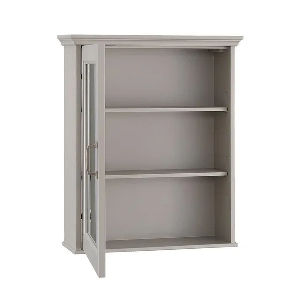 Home Decorators Collection Ashburn 23 in. W x 28 in. H x 8 in. D Framed Wood Surface-Mount Bathroom Medicine Cabinet in Grey