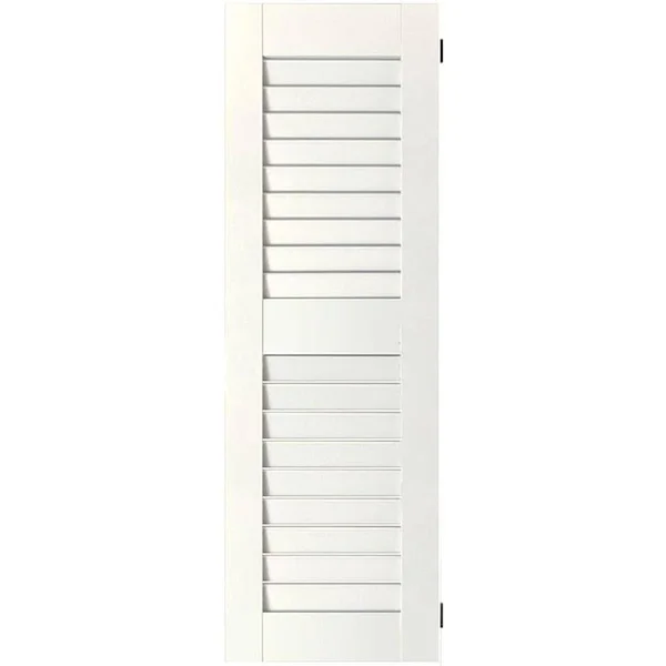 Ekena Millwork 12 in. x 46 in. Exterior Real Wood Pine Louvered Shutters Pair White