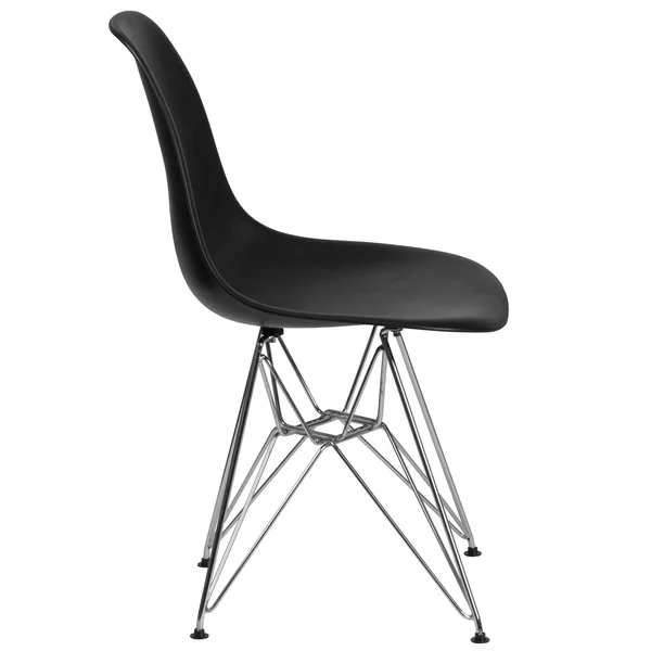 Lancaster Home 2 Pk. Elon Series Plastic Chair with Chrome Base - White