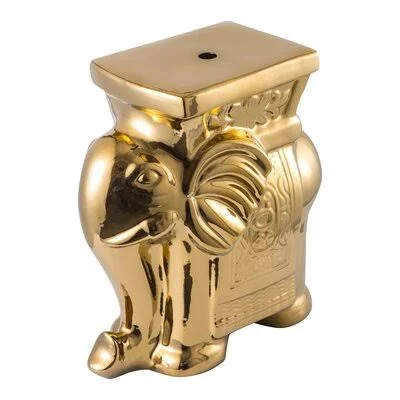 Elephant Ceramic Garden Stool Bungalow Rose Color: Gold