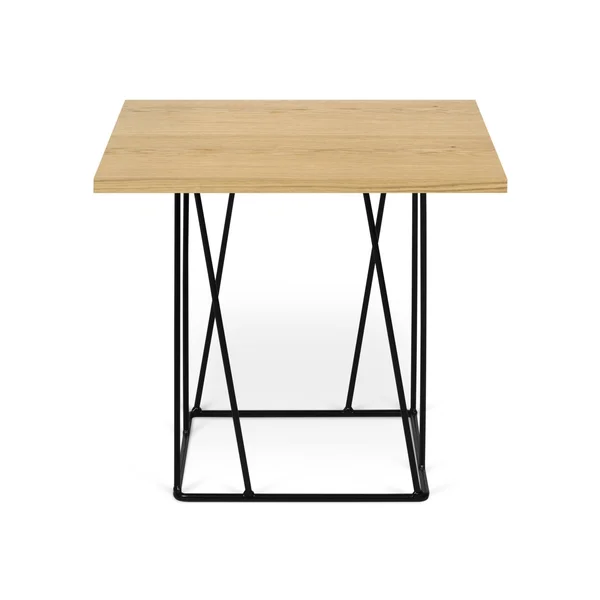 Temahome Helix 20x20 Side Table - Oak, Black Lacquered Steel