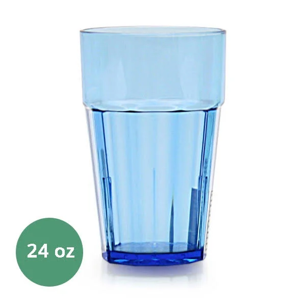 24 oz, Diamond Tumbler, Polycarbonate, Blue, Pack of 6, 4 Packs