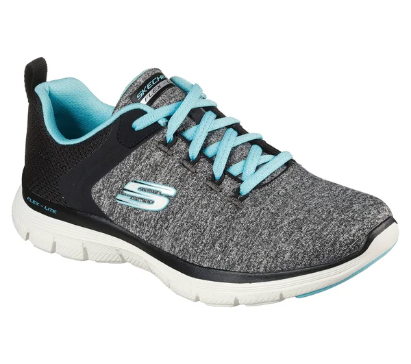 Skechers Women's Flex Appeal 4.0 Sneakers, Black/Light Blue, 5.5