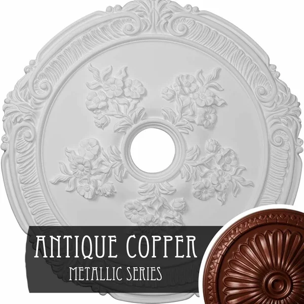 26x22OD x 3 3/4x22ID x 1 1/2x22P Attica with Rose Ceiling Medallion (Fits Canopies Up to 4 1/2x22), Hand-Painted Pearl White