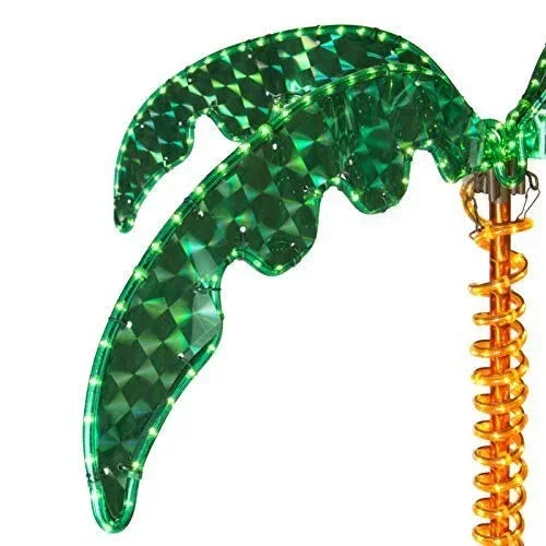 Wintergreen Corporation 7& Deluxe Tropical LED Rope Light Palm Tree with Lighted Holographic Trunk and Fronds