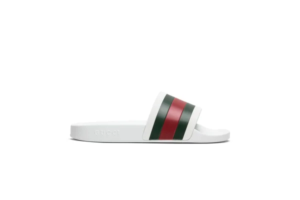 Gucci Pursuit &72 Rubber Slide Sandals, White, Men's, 7D