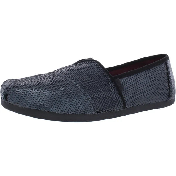 Classic Womens Sequined Slip on Flats, 5.5, Black Sequin
