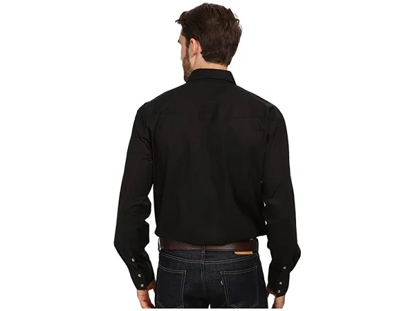 Roper Western Shirt Mens L/S Snap Solid Black 03-001-0265-1017 BL