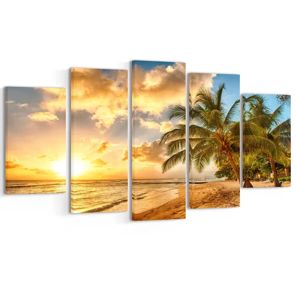 Gorgeous Beach of Island Barbados - Modern Seascape Canvas Oversized