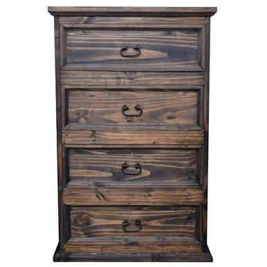Custom Farmhouse Pine 4 Drawer Chest - Natural Dark, Black Forest Decor