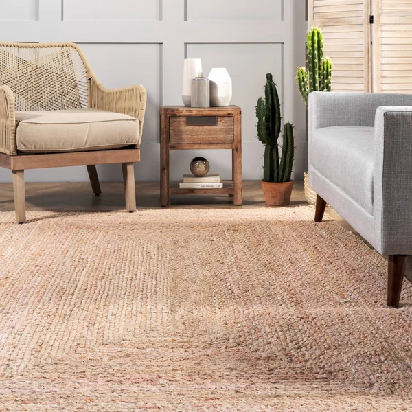 nuLOOM Hand Braided Otelia Denim and Jute Area Rug, 8& x 10&, Beige