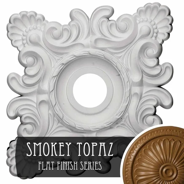 18x22W x 18x22H x 3 1/4x22ID x 1 1/2x22P Crawley Ceiling Medallion (Fits Canopies Up to 6 3/4x22), Hand-Painted Smokey Topaz