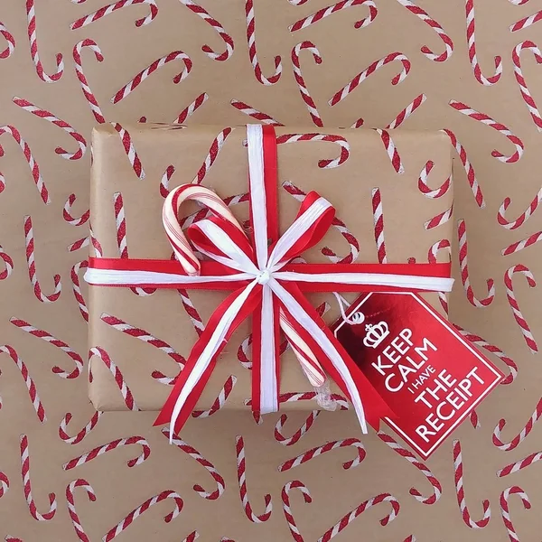 Bulk Ream Roll Christmas Gift Wrap Wrapping Paper, Kraft Candy Cane