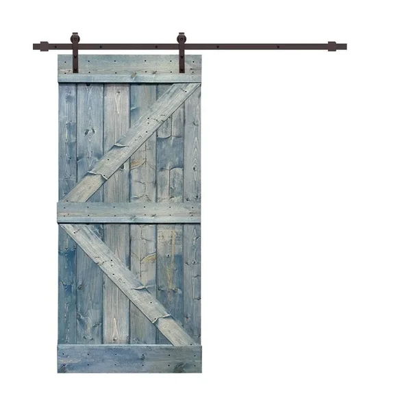 CALHOME K Series Stained Wood Sliding Barn Door with Hardware Kit - Walnut - 38 x 84