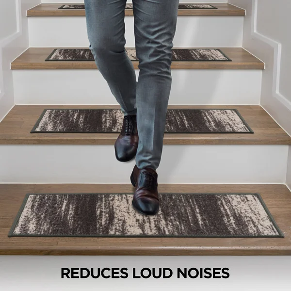 Rugshop Contemporary Ombre Non-Slip Stair Treads (Set of 13) 8.6x22 x 26x22 Cream