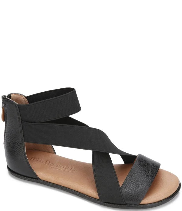 Gentle Souls by Kenneth Cole Women's Break Elastic Sandals - Black