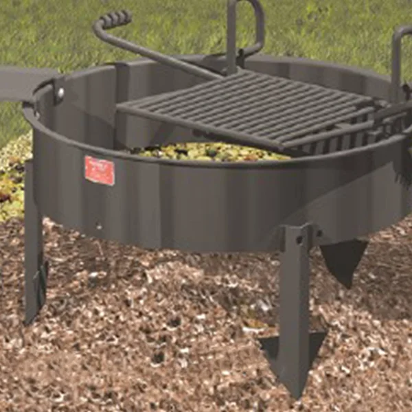 Pilot Rock 24 inch Steel Ground Fire Pit Ring and Cooking Grate - Black