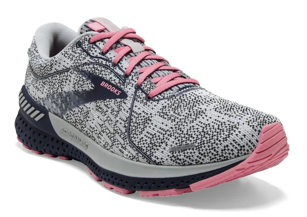 Brooks Women's Adrenaline GTS 21 White-Peacoat-Coral, 5